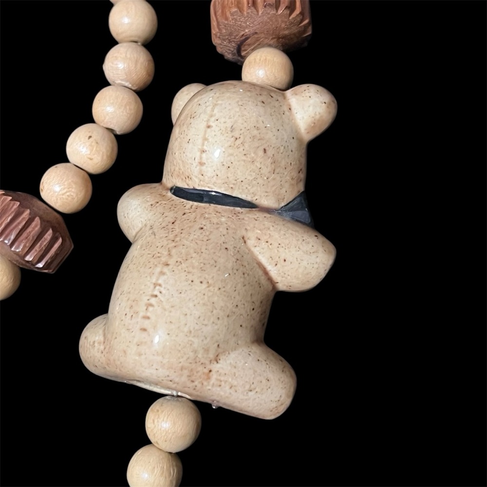Vintage Ceramic Teddy Bear Beaded Necklace - Picture 4 of 8